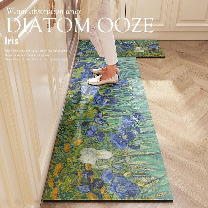 Washable Diatomite Kitchen Mat - Oil & Water Repellent, Super Absorbent