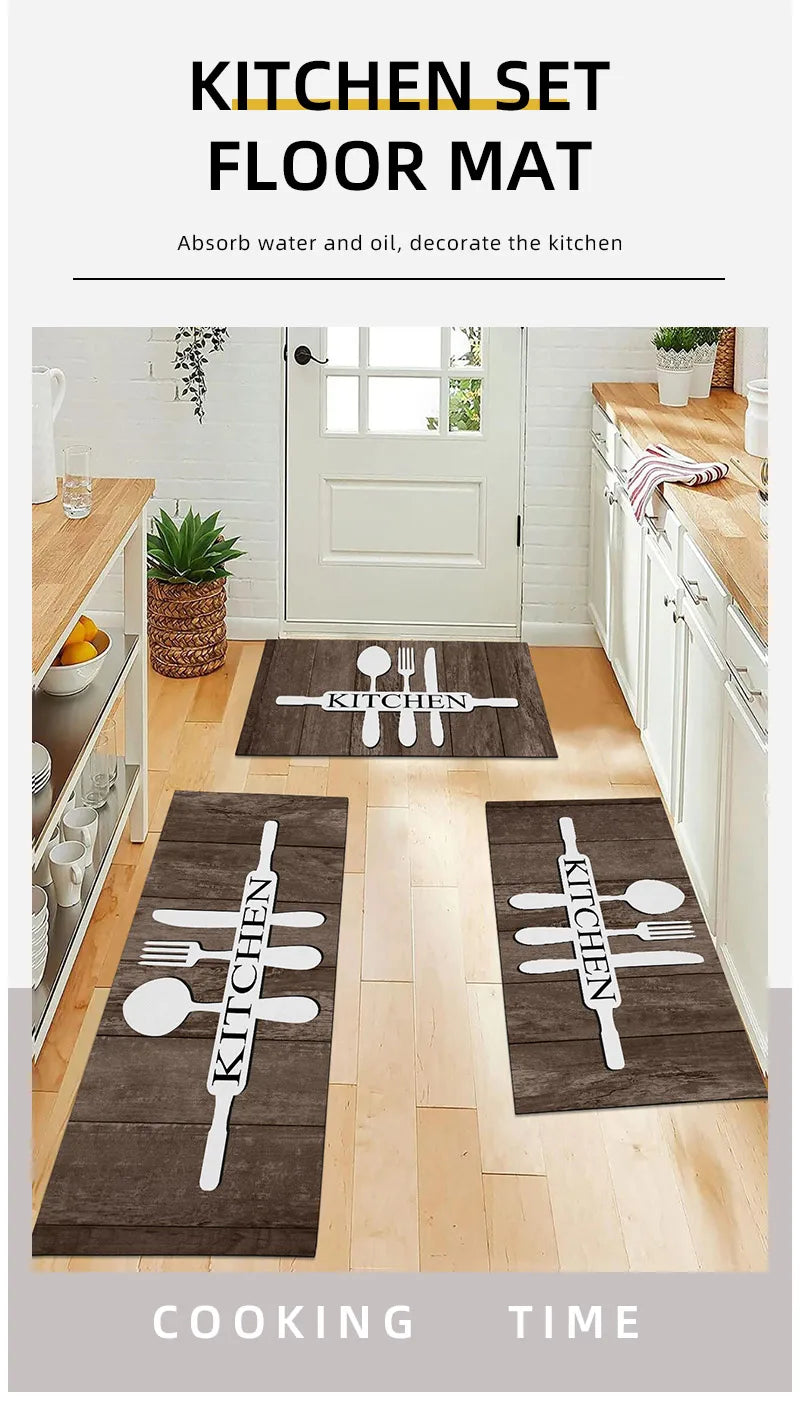 Oil & Water Absorbent Kitchen Mat - Non-Slip Floor Pad for Sink & Stove