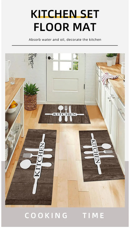 Oil & Water Absorbent Kitchen Mat - Non-Slip Floor Pad for Sink & Stove