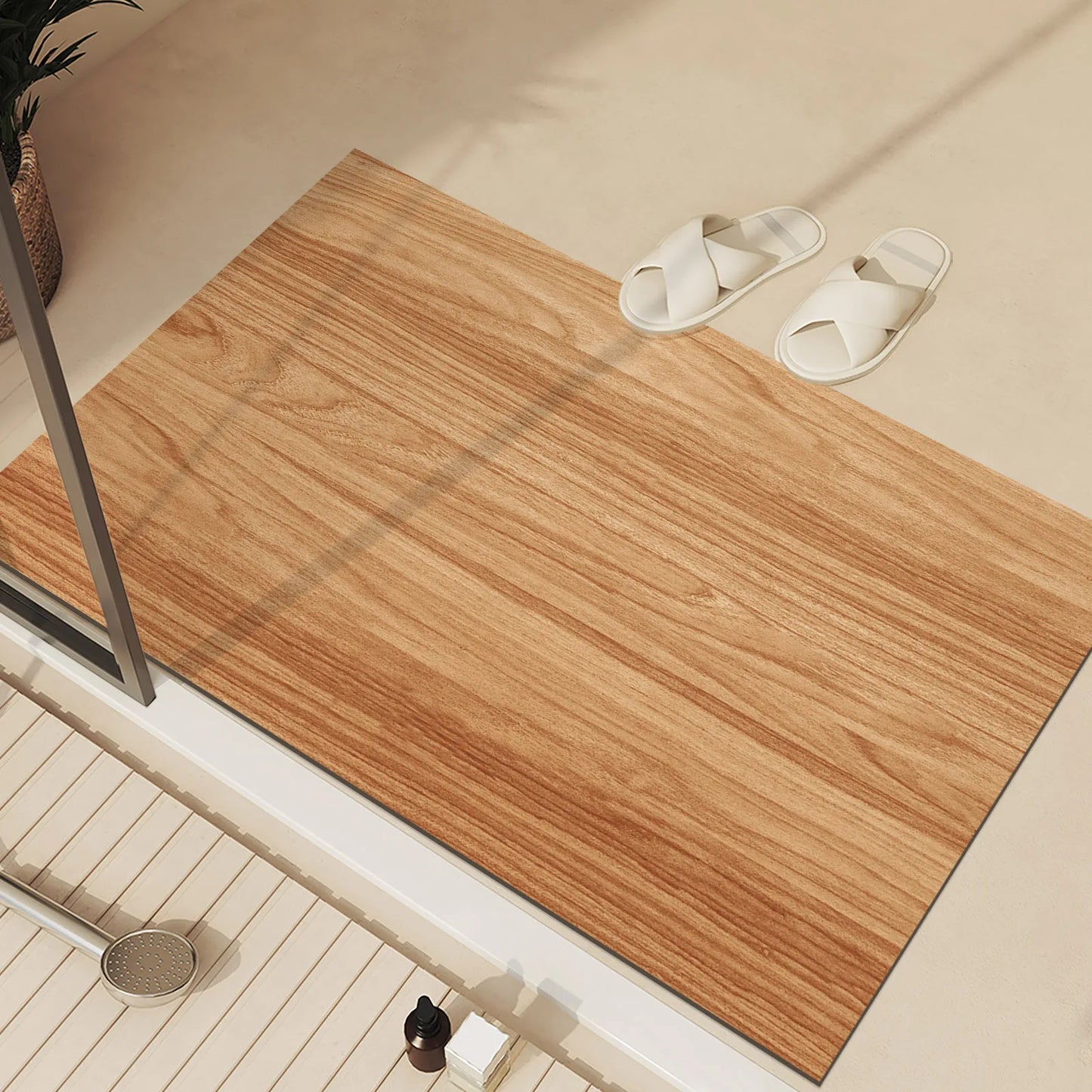 Country Wood Grain Doormat - Quick-Dry & Non-Slip for Bathroom & Entrance