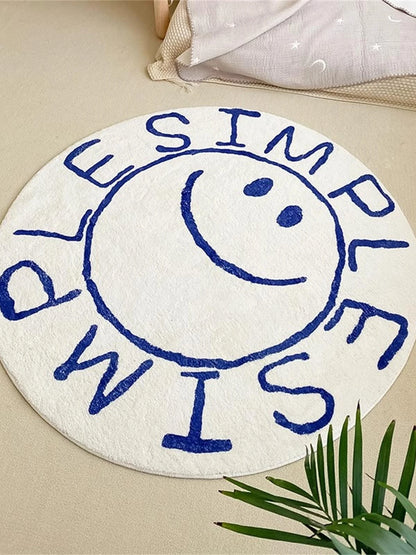 Smiling Face Round Rug - Soft & Comfortable Floor Mat for Living Room and Study