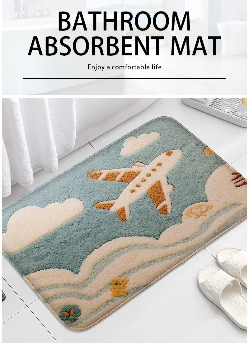 Underwater Fish Bath Mat - Absorbent & Non-Slip Shower Floor Rug for Modern Bathrooms