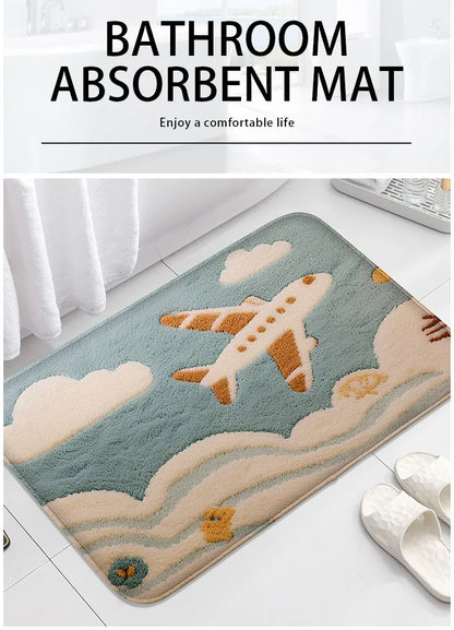 Underwater Fish Bath Mat - Absorbent & Non-Slip Shower Floor Rug for Modern Bathrooms