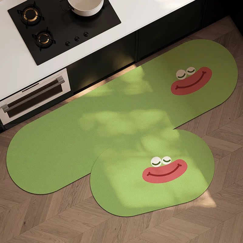 Cartoon Diatomite Kitchen Runner (1 or 2-Pack) - Absorbent & Non-Slip Floor Mat