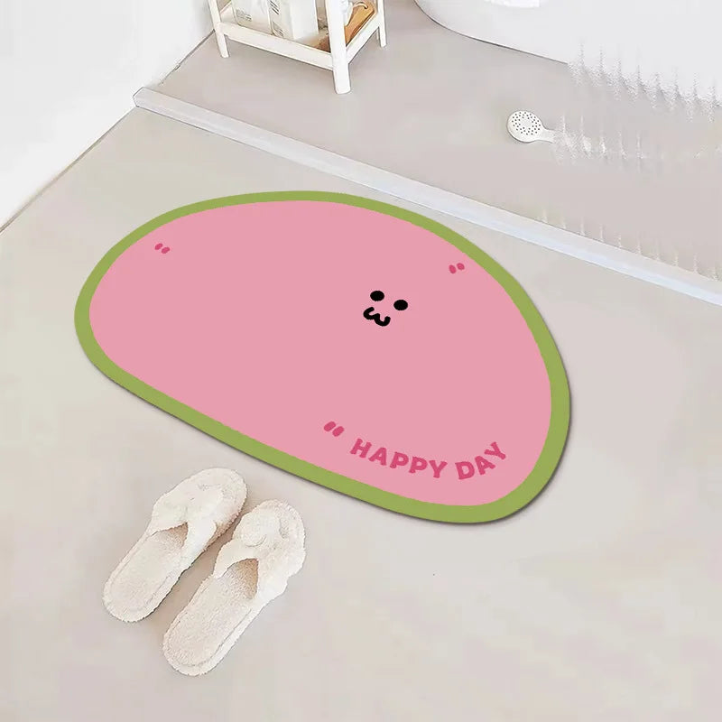 Cartoon Expressions Diatomite Mat - Cute, Non-Slip & Absorbent Bathroom Rug