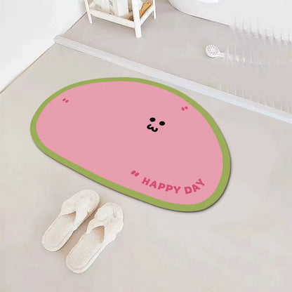 Cartoon Expressions Diatomite Mat - Cute, Non-Slip & Absorbent Bathroom Rug
