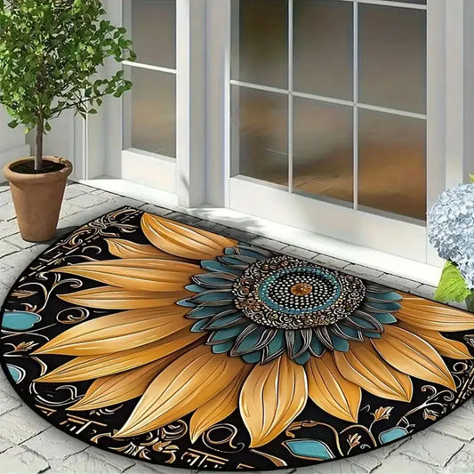 Winter Floral Doormat - Soft & Absorbent European Style Rug for Entrance & Bathroom