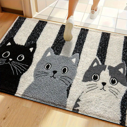 Cute Cat Bath Mat - Non-Slip & Machine Washable Kitty Themed Bathroom Rug