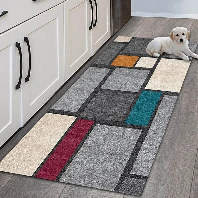 Geometric Area Rug - Non-Slip & Durable for Living Room, Hallway & Entrance