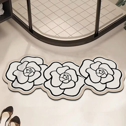 Floral Bath Mat Set of 3 - Absorbent & Non-Slip Bathroom Rugs, Light Luxury Decor