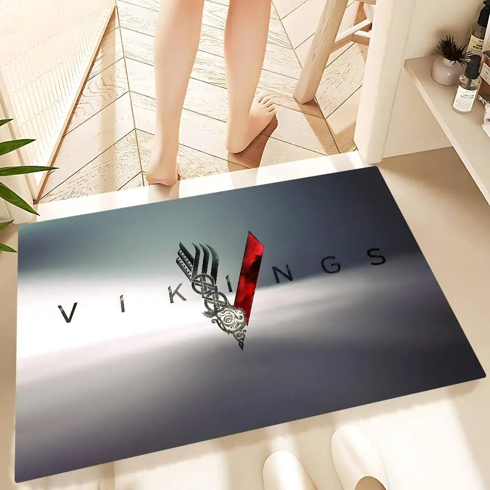 Vikings Anime Logo Mat - Non-Slip Doormat for Game Room & Bedroom Decor
