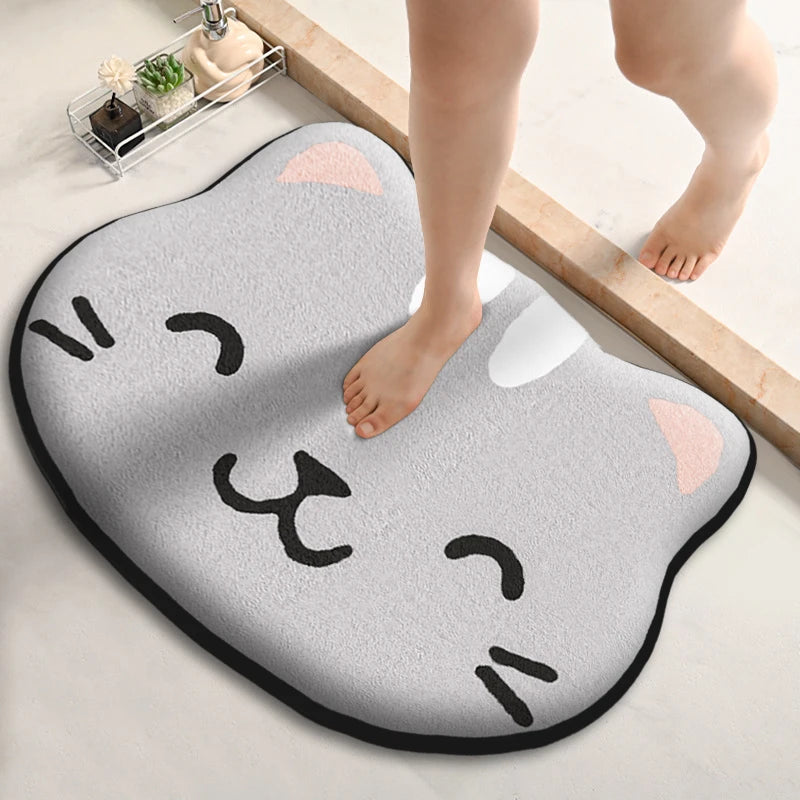 Thickened Absorbent Bath Mat, Non-Slip Flannel Toilet Rug, Dirt-Resistant Shower Floor Mat, Soft Special-Shaped Bathroom Carpet