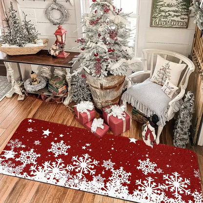 Christmas Kitchen Mat 3-Piece Set - Non-Slip Holiday Floor Mats for Hallway & Entry