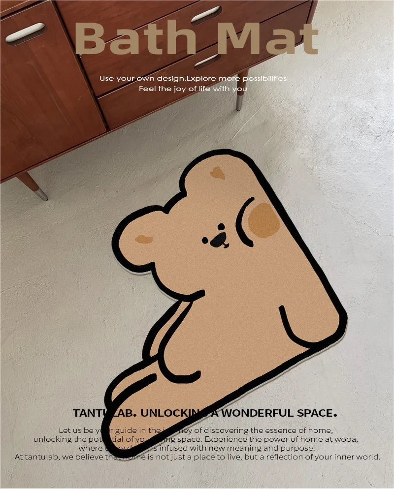 Cartoon Diatomite Bath Mat - Quick-Dry, Absorbent & Non-Slip Kids Bathroom Rug
