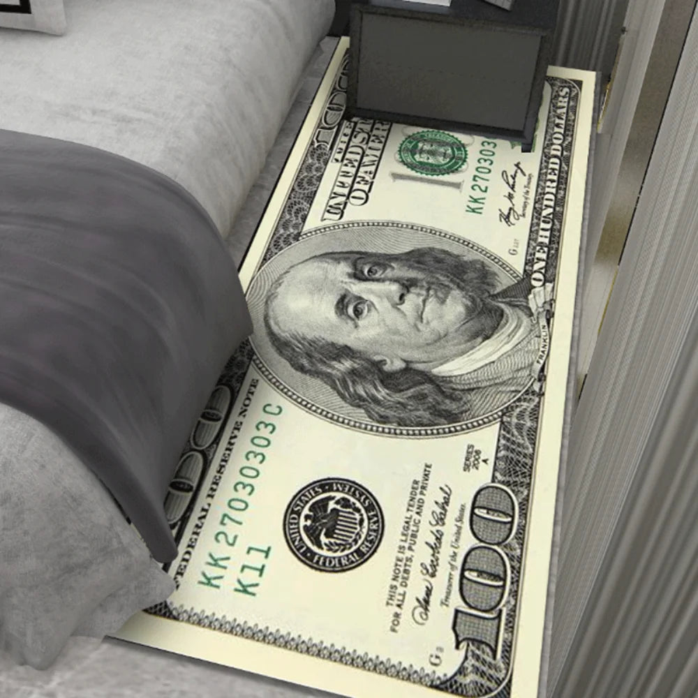 US Dollar Bill Doormat - Novelty Money Print Anti-Slip Mat for Entrance & Man Cave