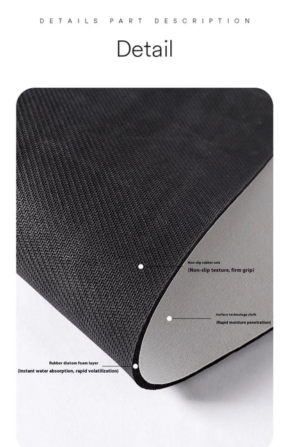 Machine Washable Diatomite Mat - Quick-Dry & Absorbent for Kitchen and Bathroom