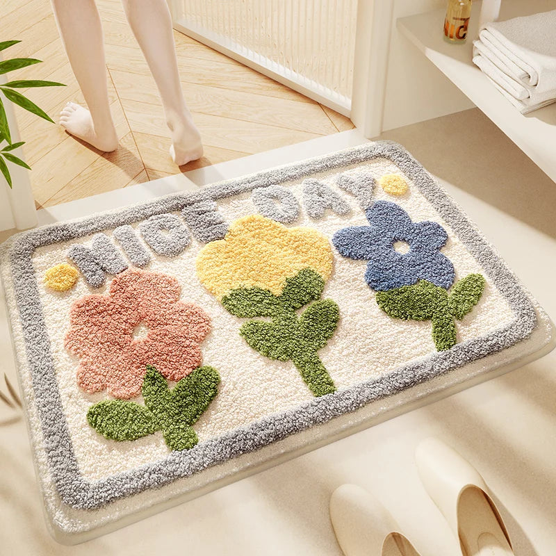 Thick Absorbent Bath Mat - Quick-Dry & Non-Slip Bathroom Rug for Shower