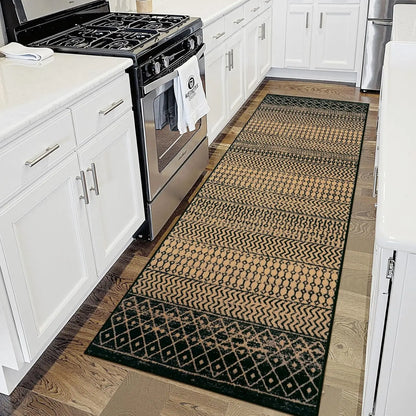 Christmas Red Geometric Rug - American Minimalist, Easy-Clean Entryway Carpet