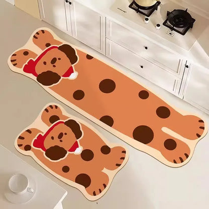 Cute Cat Diatomite Mat Set - Absorbent & Non-Slip Kitchen Floor Mats, Stain-Resistant