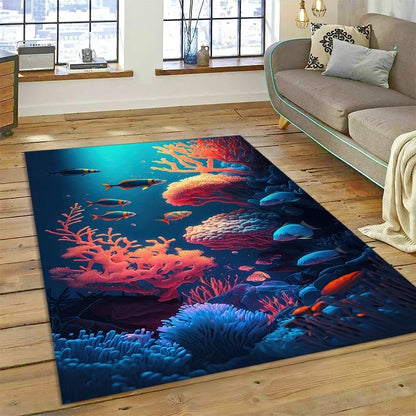 3D Dolphin Area Rug for Kids Room | Underwater World Theme | Non-Slip Playmat