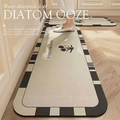 Light Luxury Diatomite Kitchen Mat 2-Piece Set - Absorbent & Anti-Slip Runner Rugs