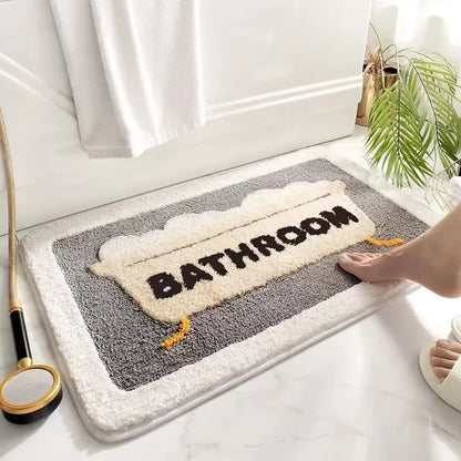 Cartoon Plush Bath Mat - Super Absorbent & Non-Slip Faux Cashmere Rug