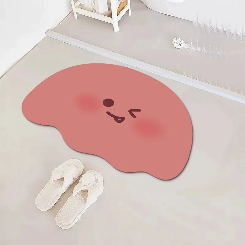 Cartoon Expressions Diatomite Mat - Cute, Non-Slip & Absorbent Bathroom Rug