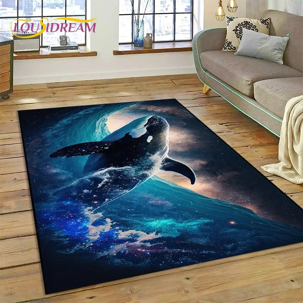 3D Dolphin Area Rug for Kids Room | Underwater World Theme | Non-Slip Playmat