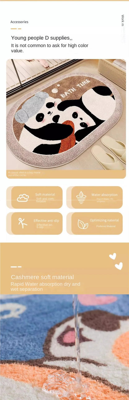 Panda Plush Bath Mat - Super Absorbent & Non-Slip Faux Cashmere Rug
