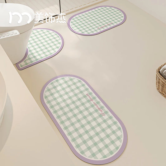 Machine Washable Diatomite Mat - Quick-Dry & Absorbent for Kitchen and Bathroom