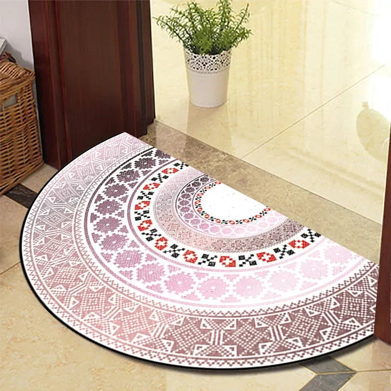 Retro Half-Moon Doormat - Vintage Style Entrance Rug for Living Room & Bedroom