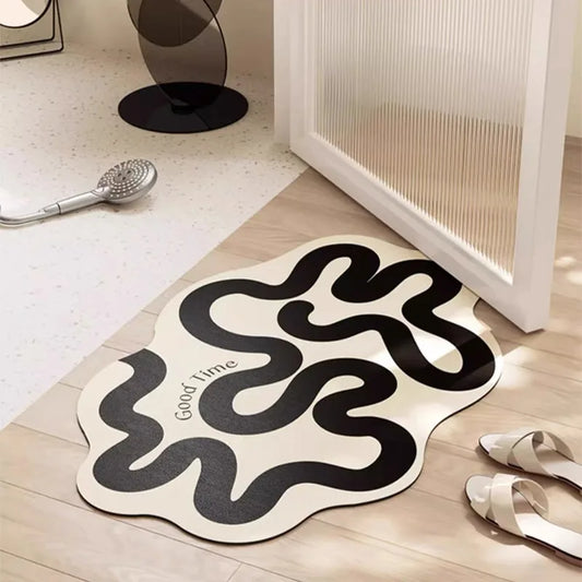 Wave Pattern Anti-Slip Mat - Durable & Absorbent for Bathroom Shower and Kitchen
