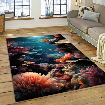 3D Dolphin Area Rug for Kids Room | Underwater World Theme | Non-Slip Playmat