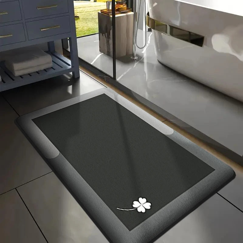 Flannel Bath Mat, Thickened Absorbent Toilet Rug, Non-Slip Printed Floor Mat for Bathroom, Bedroom, and Entrance Decor
