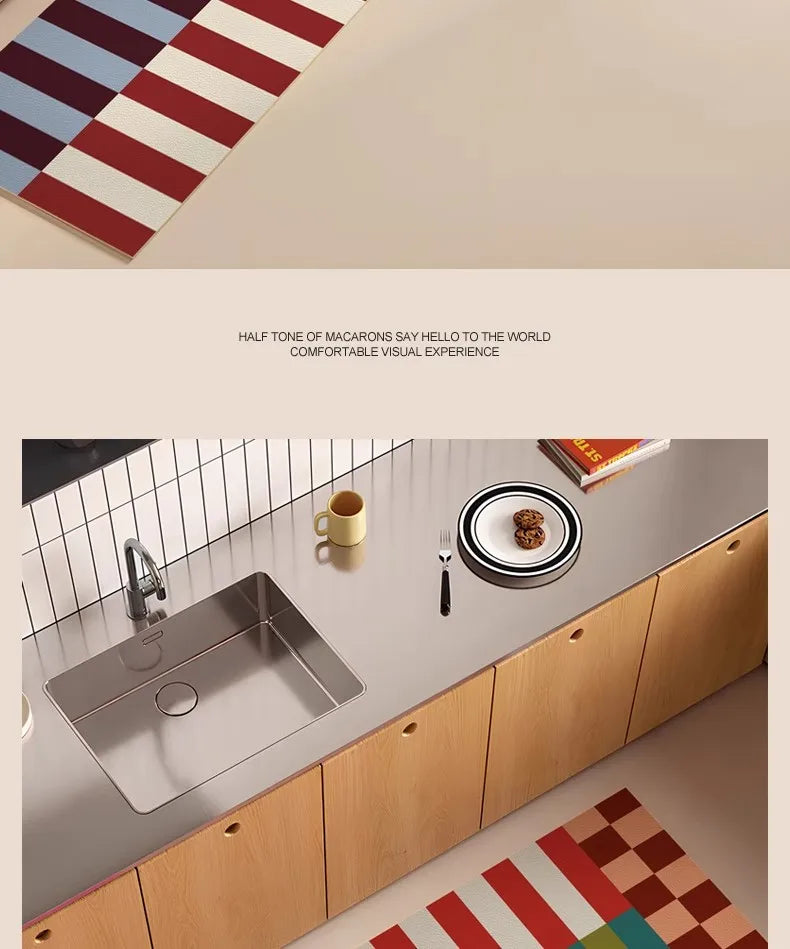 Retro Striped Diatomite Kitchen Mat - Absorbent, Non-Slip & Easy to Scrub Floor Pad