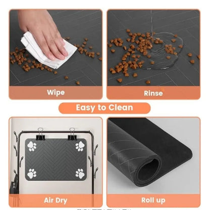 Waterproof Pet Feeding Mat - Soft, Non-Slip Tray for Dog & Cat Bowls