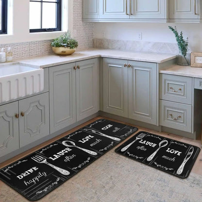 2-Pack Kitchen Rugs and Mats, Non-Slip Washable Floor Mat Set, Stain Resistant Coffee Brown Rugs, Kitchen Sink & Stove Mats