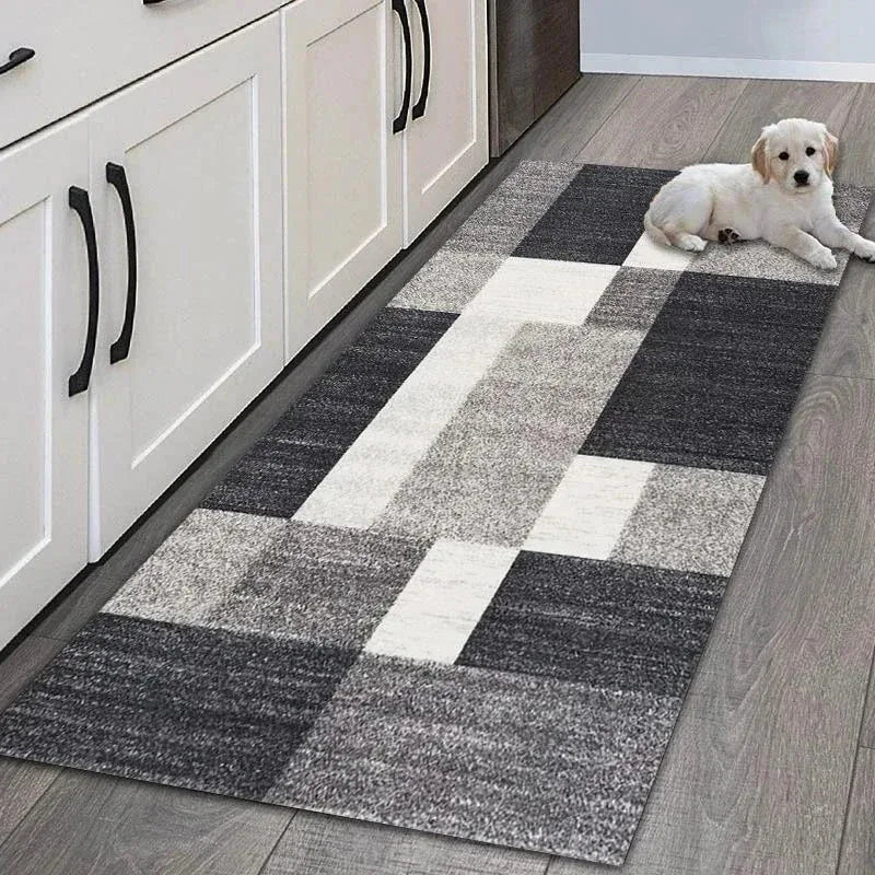 Geometric Area Rug - Non-Slip & Durable for Living Room, Hallway & Entrance