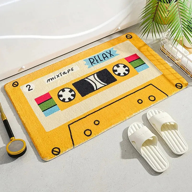 Cartoon Music Tape Doormat - Waterproof & Non-Slip Entrance Mat for Balcony & Bathroom