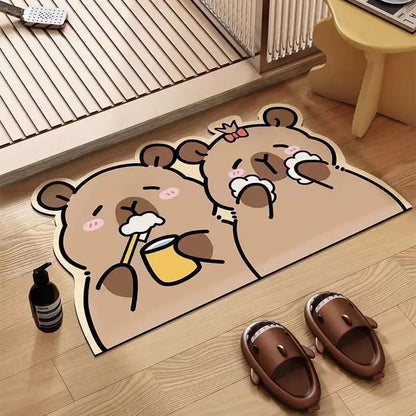 Cute Diatomite Bath Mat - Quick-Dry, Super Absorbent & Non-Slip