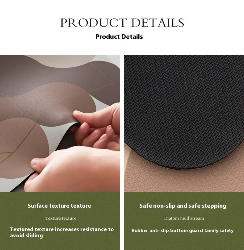 Washable Diatomite Kitchen Mat - Oil & Water Repellent, Super Absorbent
