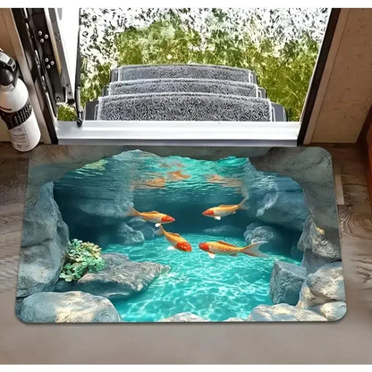 3D Illusion Area Rug - Large Huge Living Room Carpet with Cracked Floor & Tunnel Design
