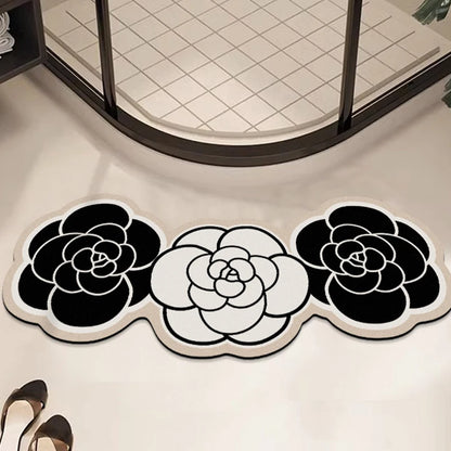Floral Bath Mat Set of 3 - Absorbent & Non-Slip Bathroom Rugs, Light Luxury Decor