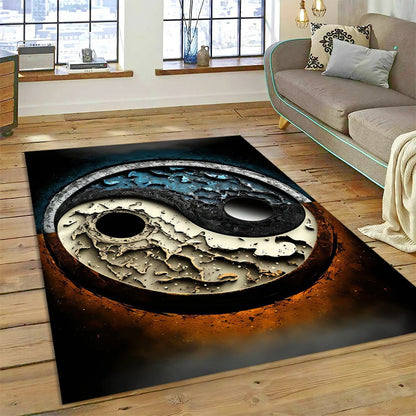 3D Yin Yang Tai Chi Rug - Meditation Area Carpet for Zen Living Room & Bedroom Decor