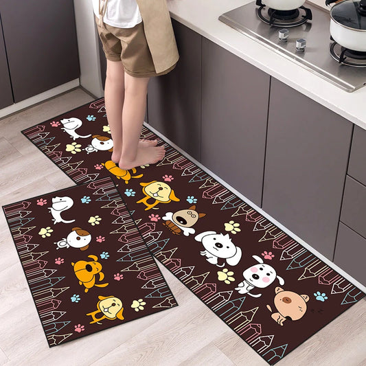 Cartoon Animal Runner Rug - Long, Non-Slip & Absorbent for Bedroom & Kitchen