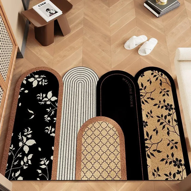 Floral Scraper Doormat - Dirt Trapping & Anti-Slip Entrance Mat for Heavy-Duty Use