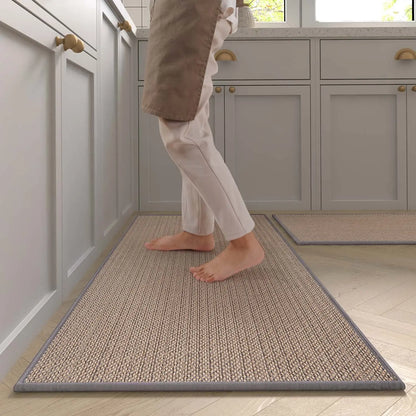 Faux Sisal Kitchen Runner - Washable & Non-Slip with Natural Rubber Backing