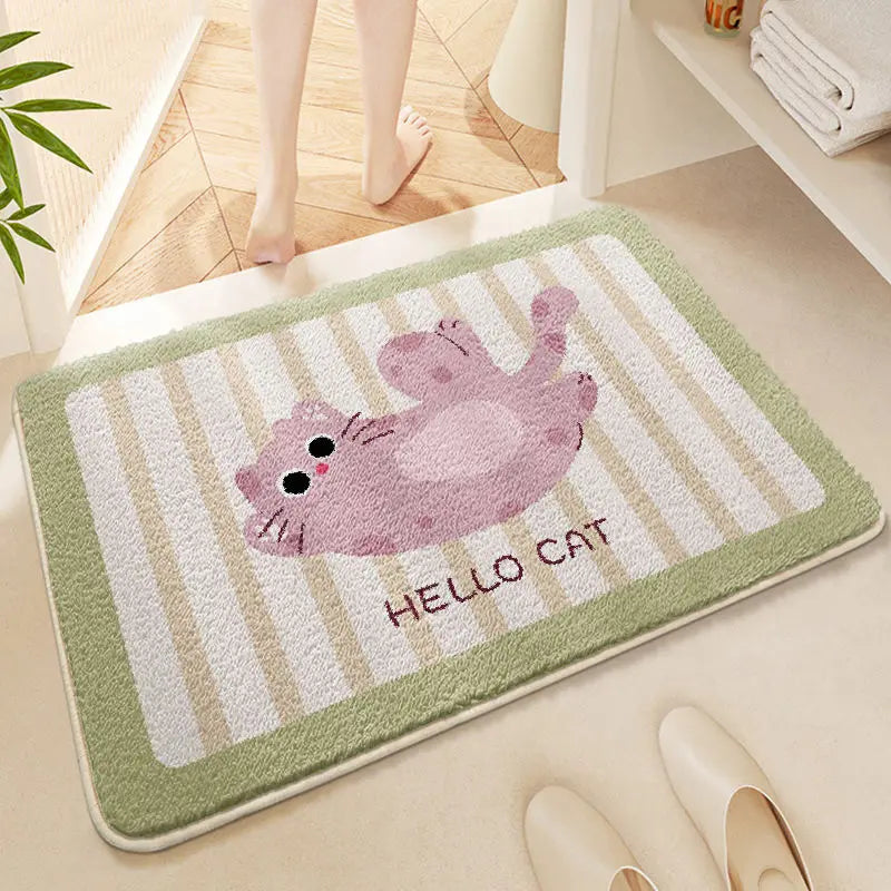 Plush Absorbent Mat - Non-Slip Faux Cashmere Rug for Bathroom & Bedroom Door
