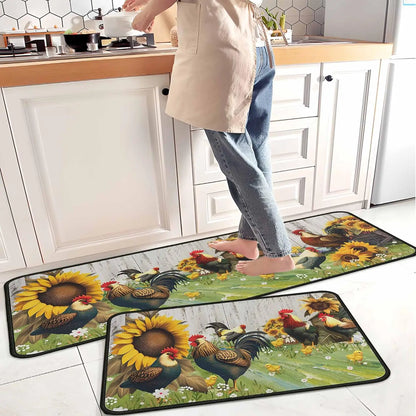 2-Pack Kitchen Rugs and Mats, Non-Slip Washable Floor Mat Set, Stain Resistant Coffee Brown Rugs, Kitchen Sink & Stove Mats