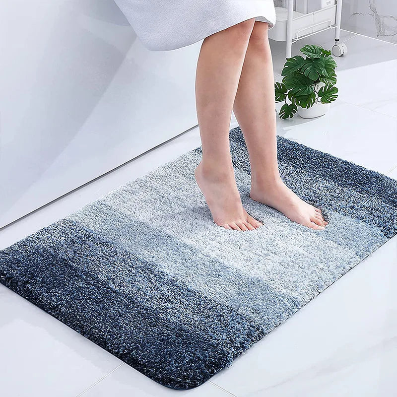 Gradient Stripe Bath Mat - Soft Faux Cashmere & Non-Slip Bathroom Rug
